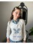 Gömlek Yakalı Beyaz Kelebekli Boncuk Baskılı Kız Sweatshirt 3