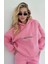Nakış Işlemeli Üç Iplik Sweat Takım- Pembe 8