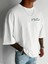 Baskılı Oversize Bisiklet Yaka T-Shirt - Beyaz 3