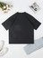 Baskılı Oversize Bisiklet Yaka T-Shirt - Siyah 4