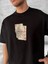 Ön ve Arka Baskılı Oversize Bisiklet Yaka T-Shirt - Siyah 1