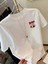 Baskılı Oversize Bisiklet Yaka T-Shirt - Beyaz 3