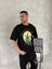 Ön ve Arka Baskılı Oversize Bisiklet Yaka T-Shirt- Siyah 5