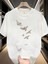 Baskılı Oversize Bisiklet Yaka T-Shirt - Beyaz 1
