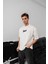 Erkek Baskılı Oversize T-Shirt - Beyaz 8