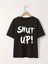 Baskılı Oversize Bisiklet Yaka T-Shirt - Siyah 1