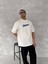 Ön ve Arka Baskılı Oversize Bisiklet Yaka T-Shirt- Beyaz 3
