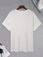 Baskılı Oversize Bisiklet Yaka T-Shirt - Beyaz 4