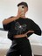 Baskılı Oversize T-Shirt - Siyah 1