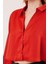 Saten Crop Model Kırmızı Gömlek 3