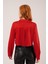 Saten Crop Model Kırmızı Gömlek 4