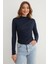 Yanı Drapeli Dik Yaka Triko Bluz 1