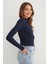Yanı Drapeli Dik Yaka Triko Bluz 6