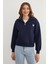 3 Iplik Kalp Nakışlı Yarım Fermuarlı Sweatshirt 1