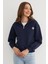 3 Iplik Kalp Nakışlı Yarım Fermuarlı Sweatshirt 4