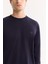 Erkek Lacivert Bisiklet Yaka Viskon Karışımlı Bi-Stretch Basic Regular Fit Sweatshirt B001081 2
