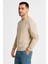 Erkek Üç Iplik Düz Bisiklet Yaka Sweatshirt - Bej 2
