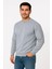 Erkek Üç Iplik Düz Bisiklet Yaka Sweatshirt - Gri 2