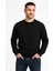 Erkek Üç Iplik Düz Bisiklet Yaka Sweatshirt - Siyah 2