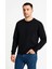 Erkek Üç Iplik Düz Bisiklet Yaka Sweatshirt - Siyah 4