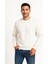 Erkek Üç Iplik Düz Bisiklet Yaka Sweatshirt - Beyaz 1