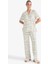 Pijama Takımı Regular Fit Viskon Desenli Kısa Kollu Üst Uzun Alt-Fall in Love F7556AX25AU 2