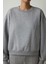 Gri Melanj Curvy Side Bisiklet Yaka Oversize Kısa Sweatshirt 3