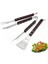 Barbekü Paslanmaz Çelik Barbekü Izgara Üç Parçalı Set Ahşap Saplı Çatal Kürek Klipsli Izgara Kombinasyon Çatal Klips Seti (Yurt Dışından) 5