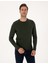 Erkek Koyu Haki Slim Fit Bisiklet Yaka Basic Triko Kazak 50314192-VR111 1