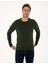 Erkek Koyu Haki Slim Fit Bisiklet Yaka Basic Triko Kazak 50314192-VR111 3