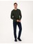 Erkek Koyu Haki Slim Fit Bisiklet Yaka Basic Triko Kazak 50314192-VR111 4