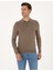 Erkek Vizon Melanj Slim Fit Polo Yaka Basic Triko Kazak 50314189-VR174 3
