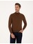 Erkek Koyu Kahverengi Slim Fit Yarım Balıkçı Yaka Basic Triko Kazak 50314176-VR084 1