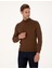 Erkek Koyu Kahverengi Slim Fit Yarım Balıkçı Yaka Basic Triko Kazak 50314176-VR084 3
