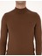 Erkek Koyu Kahverengi Slim Fit Yarım Balıkçı Yaka Basic Triko Kazak 50314176-VR084 6