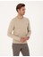 Erkek Kum Melanj Slim Fit Bisiklet Yaka Basic Triko Kazak 50314192-VR123 3