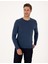 Erkek Indigo Melanj Slim Fit Bisiklet Yaka Basic Triko Kazak 50314192-VR155 3