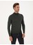 Erkek Koyu Haki Slim Fit Yarım Balıkçı Yaka Basic Triko Kazak 50314176-VR111 3