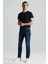 Slim Fit Lacivert Taşlanmış Denim Pantolon 2