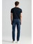 Slim Fit Lacivert Taşlanmış Denim Pantolon 4