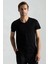 Siyah V Yaka Basic T-Shirt 1