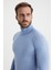 Gök Mavisi Boğazlı Slim Fit Merino Yün Triko 5