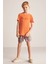 Nakış Logolu Bisiklet Yaka Turuncu Pamuk Çocuk T-Shirt 2