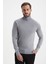 Açık Gri Boğazlı Slim Fit Merino Yün Triko 1