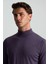 Yarım Balıkçı Yaka Merino Yün Mor Triko 1