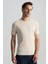 Bisiklet Yaka Krem Rengi Giza Pamuk Triko T-Shirt 1