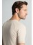 Bisiklet Yaka Krem Rengi Giza Pamuk Triko T-Shirt 4