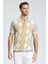 Gri Sarı Baklava Desen Triko Polo 4