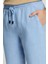 Saf Keten Bağcıklı Gök Mavisi Pantolon 4