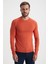 Slim Fit Bisiklet Yaka Turuncu Merino Yün Triko 1